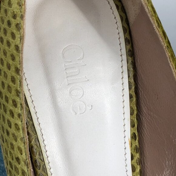 Chloe Yellow Orange/Brown Two-tone Snake Skin Elaphe Pumps size 11 - Picture 9 of 15